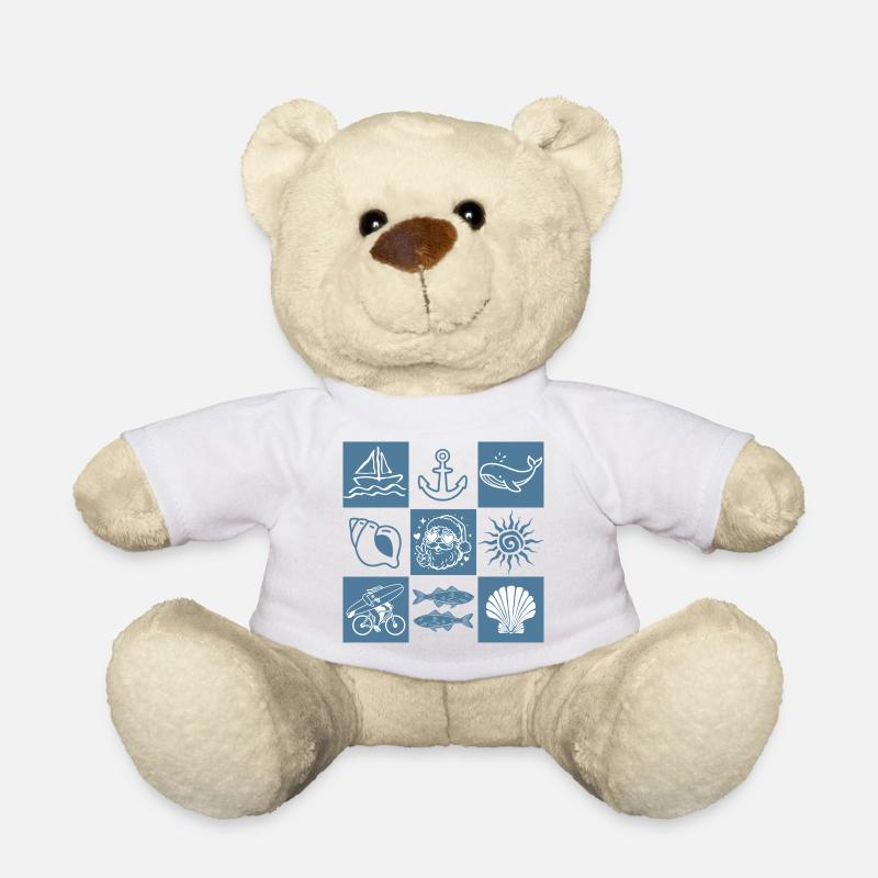 Marine Skizzen Nautische Collage - Teddy - Weiß