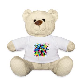 6 7 Cartoon Number Memes – Colorful Splash Design - Teddy Bear - white - Front