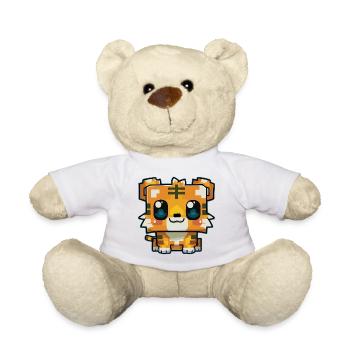 Niedlicher Pixel Tiger Kawaii - Teddy - Weiß - Vorne