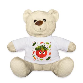 Fröhliche Tomate mit Kräuterkrone - Teddy - Weiß - Vorne