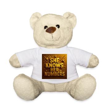 She Knows Her Numbers - Teddy Bear - white - Front