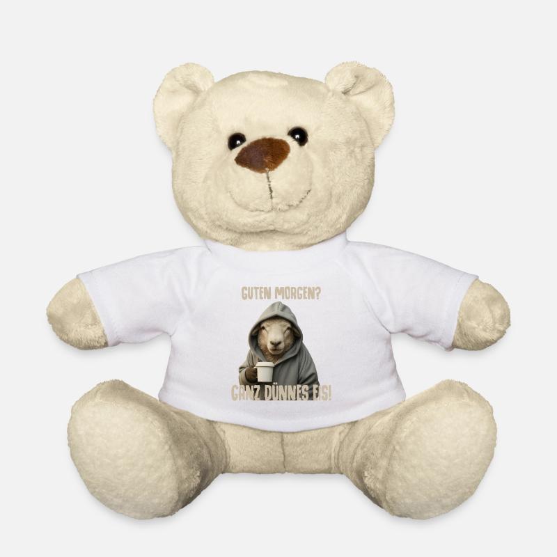 Morning Coffee with Sheep Pullover Hoodie - Teddy Bear - white