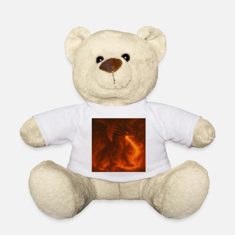 Feuerdrache in leuchtenden Flammen - Teddy - Weiß