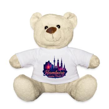 Hamburg Perle Stadt Silhouette Hafen Geschenk - Teddy - Weiß - Vorne