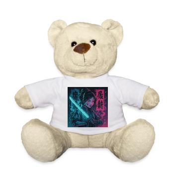 Cyber Samurai Girl Harajuku Y2K Anime Streetwear - Teddy Bear - white - Front