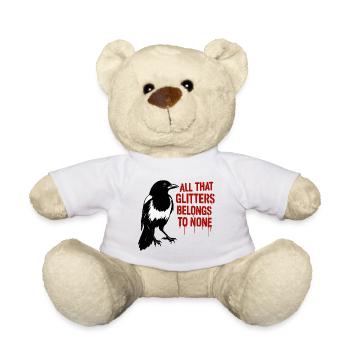Elster, Rabe und Glitter-Slogan - Teddy - Weiß - Vorne