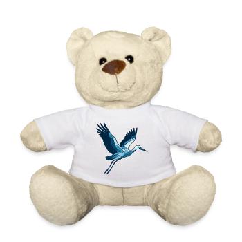 Blauer Flugheron Linienkunst - Teddy - Weiß - Vorne