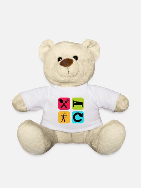 Essen, schlafen, Bogenschießen wiederholen, lustiges Zitat, Sportart - Teddy - Weiß