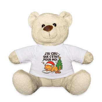 Christmas Festive Cat: For Me - Teddy Bear - white - Front