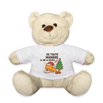 Festive Christmas Cat Who Refuses Drinking - Teddy Bear - white - Front