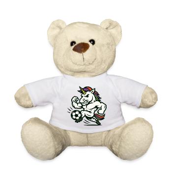 Power Unicorn Soccer Mascot Sprinting Fast - Teddy Bear - white - Front