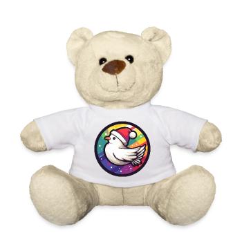 Christmas Bird in Rainbow Ring - Teddy Bear - white - Front