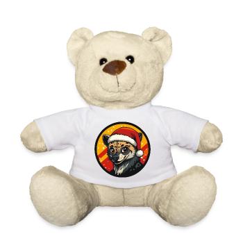 Winter Fox with Santa Hat - Teddy Bear - white - Front