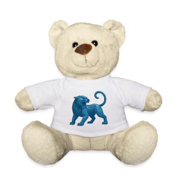 Blue Geometric Lion - Teddy Bear - white - Front