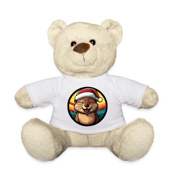 Winterotter im Santa-Hut - Teddy - Weiß - Vorne