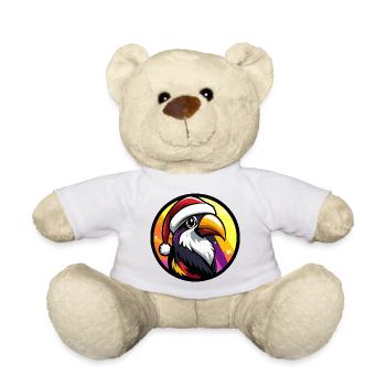 Colorful parrot with Santa hat - Teddy Bear - white - Front