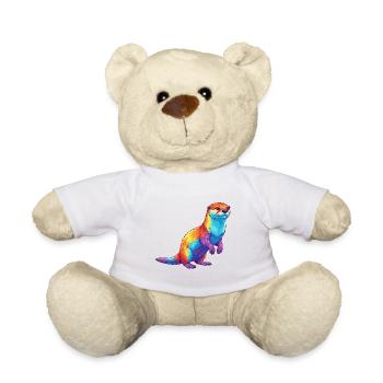 Buntes Otter-Regenbogen-Pop-Art-Aquarell - Teddy - Weiß - Vorne
