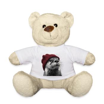Otter mit roter Mütze – Winter Tier Illustration - Teddy - Weiß - Vorne