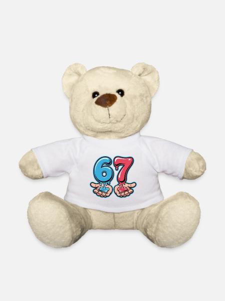 67 - Funny Six Seven T-Shirt - Teddy - Weiß