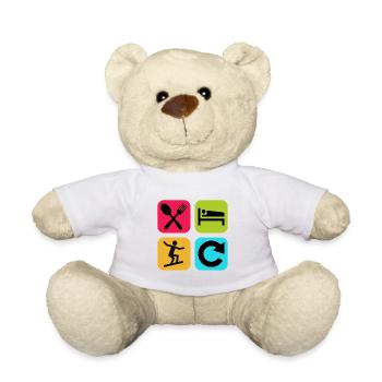 Essen, schlafen, snowboarden, wiederholen, lustiges Zitat, Schnee - Teddy - Weiß - Vorne