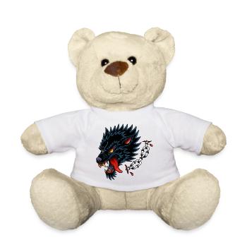  Black Wolf Old school Tattoo Design - Teddy Bear - white - Front