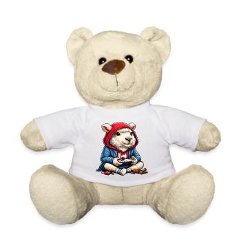 Gamer Sheep Hoodie Charm - Teddy Bear - white - Front