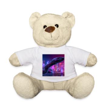 Cyberpunk Schlange Neon Night City Design - Teddy - Weiß - Vorne