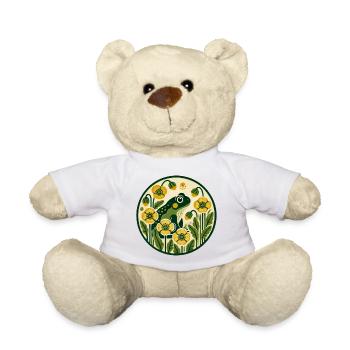 Green Frog in Yellow Poppy Garden - Teddy Bear - white - Front