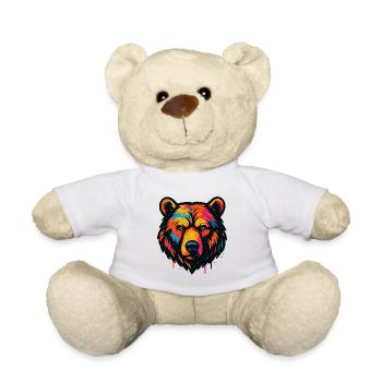 Estampe colorée de tête d’ours - Nounours - blanc - Devant