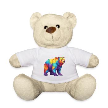 Bunte Bärenregenbogen-Pop-Art-Aquarell - Teddy - Weiß - Vorne