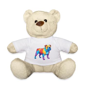 Bunte Bulldogge-Regenbogen-Pop-Art-Aquarell - Teddy - Weiß - Vorne