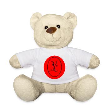 Red Kiss Line Style Portrait - Teddy Bear - white - Front