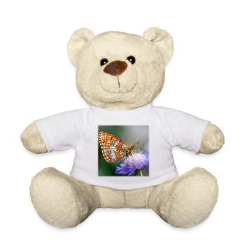 Perlmuttfalter auf lila Blüte Makro - Teddy - Weiß - Vorne