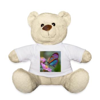 Iridescent butterfly on delicate flower - Teddy Bear - white - Front
