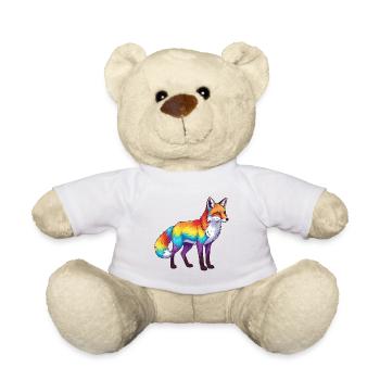 Buntes Fuchs-Regenbogen-Pop-Art-Aquarell - Teddy - Weiß - Vorne