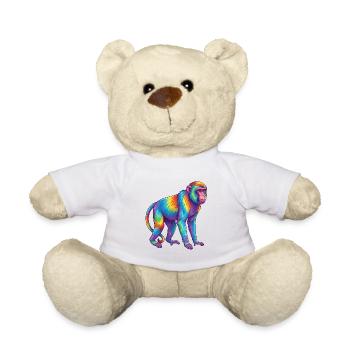 Bunte Affen-Regenbogen-Pop-Art-Aquarell - Teddy - Weiß - Vorne