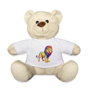 Colorful Lion Rainbow Pop Art Watercolor - Teddy Bear - white - Front