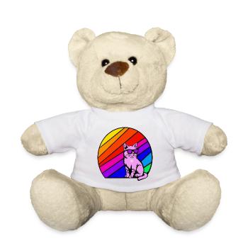 Regenbogenkatze mit Sonnenbrille - Teddy - Weiß - Vorne