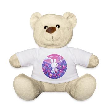 Kleiner Bunny im Lila Blütenmeer - Teddy - Weiß - Vorne