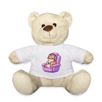 Niedliche Gamer-Katzen-Headset-Gaming-Stuhl-Kunst - Teddy - Weiß - Vorne