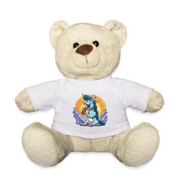 Blauer Drachen-Sänger vor Sonnenkreis - Teddy - Weiß - Vorne