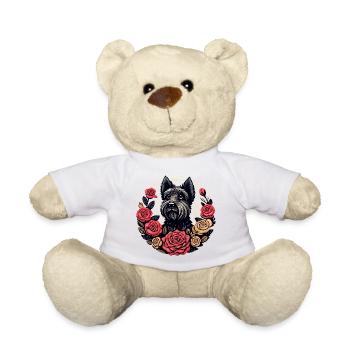 Terrier Rose Circle - Teddy Bear - white - Front