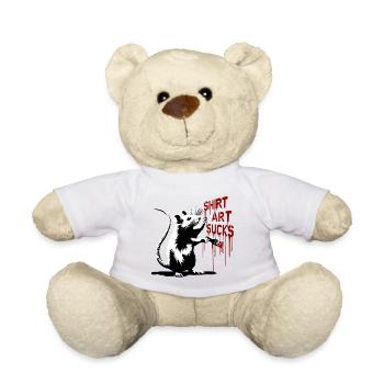 Graffiti Rat with Brush "Shirt Art Sucks" - Teddy Bear - white - Front
