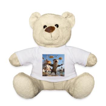 Funny Otter with Pancake Chaos Design - Teddy Bear - white - Front