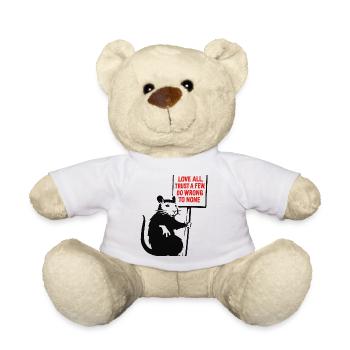 Rat with protest sign - Teddy Bear - white - Front
