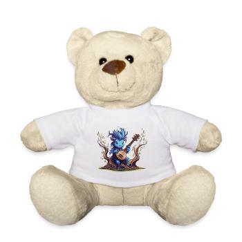 Lutin bleu avec luth dans la forêt - Nounours - blanc - Devant