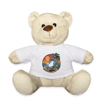 Funny Dolphin on Beach Summer Vacation Sunset - Teddy Bear - white - Front