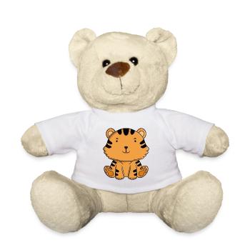 Süßes Tigerbaby, niedliches Kawaii-Dschungeltier - Teddy - Weiß - Vorne