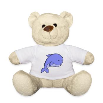 Dessin animé de poisson bleu mignon, dauphin de Kawaii ou marsouin - Nounours - blanc - Devant