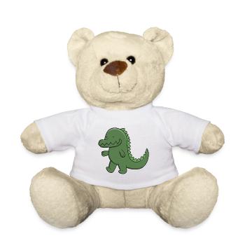 Cute Green Alligator Happy Kawaii Crocodile - Teddy Bear - white - Front